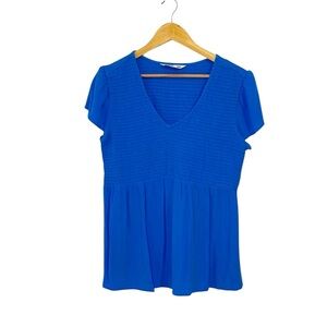 Sonoma Blue smocked Maternity Top, Large